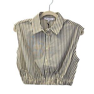 NWT WeWoreWhat Sleeveless Popover Button Down Crop Shirt Size Small